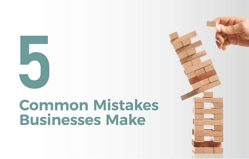 A toppling Jenga tower illustrating 5 common mistakes businesses make when automating workflows