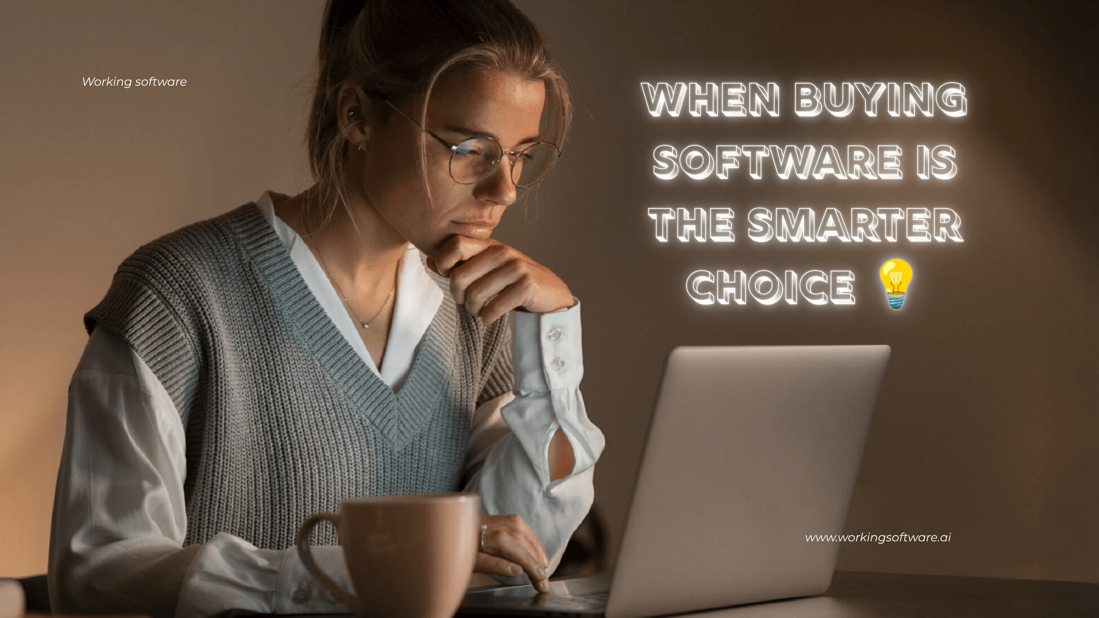Cover graphic for an article on when buying off-the-shelf software is the smarter choice for a business